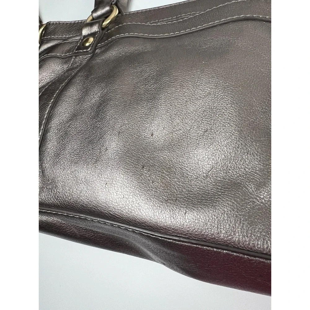 J Crew Pewter Leather Convertible Shoulder Strap Crossbody Exterior Pockets